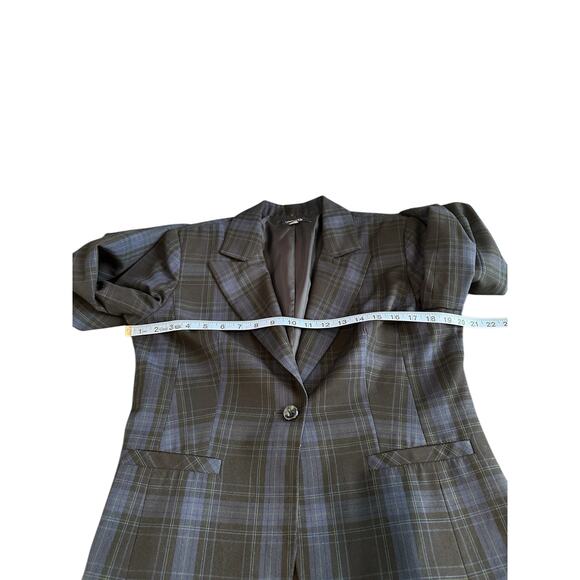 Chadwicks Blue Plaid Preppy Dark Academia Office Career Work Blazer Size 12 - Picture 10 of 12